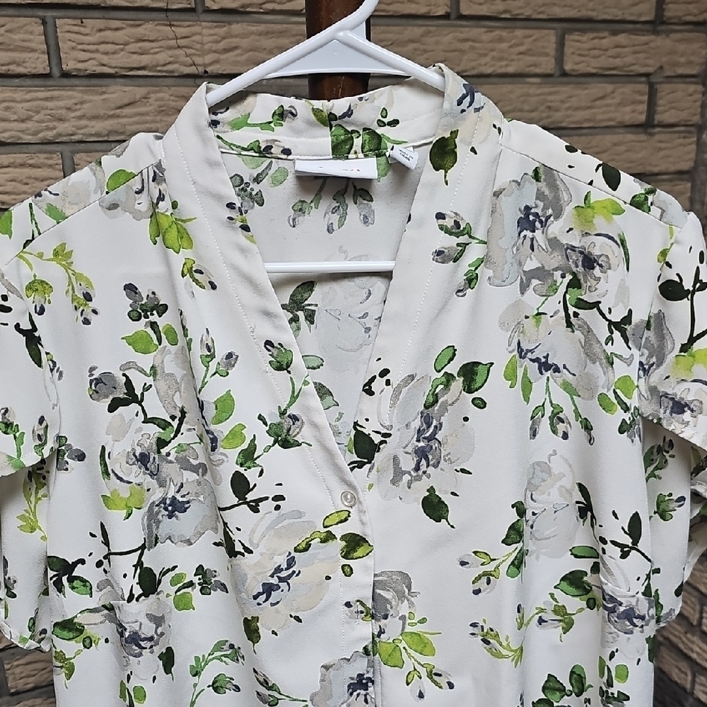 Denim & Co Flutter Sleeve Plus Shirt Sz 1x Very Pretty